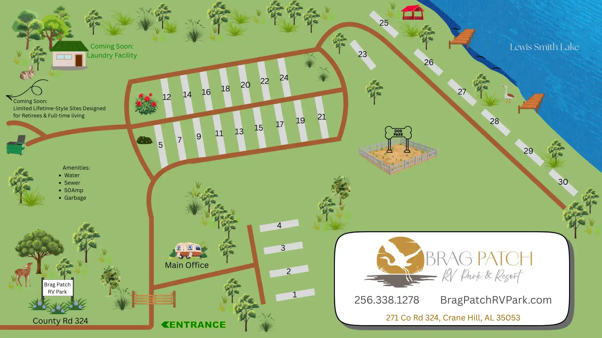 brag-patch-long-term-rv-park Map of Brag Patch RV Park on Smith Lake in Cullman, Alabama - a long-term RV campground in Alabama